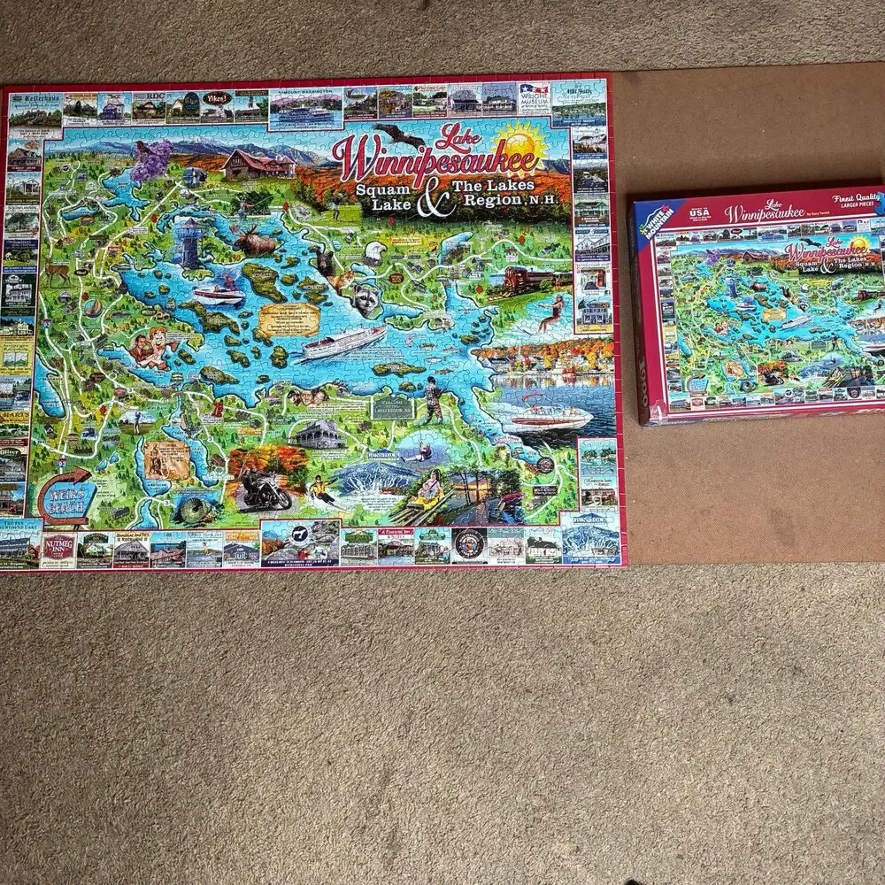 White Mountain Puzzle Lake Winnipesaukee Squam Lakes Region NH Map 1000 Pieces
